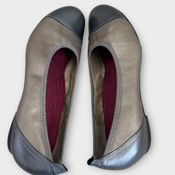 Munro Leather Ballet Flat Shoes Cap Toe Slip On Size 9.5M Shimmer Bronze Gray - Picture 7 of 13